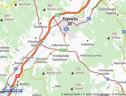 MICHELIN Trenčianska Turná map - ViaMichelin