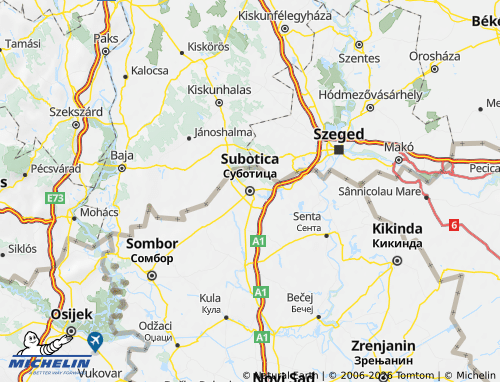 Mapa MICHELIN Severno-Bački - ViaMichelin