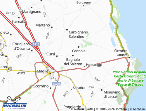 MICHELIN Bagnolo del Salento map - ViaMichelin