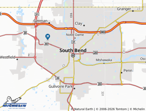 Mappa MICHELIN South Bend - ViaMichelin