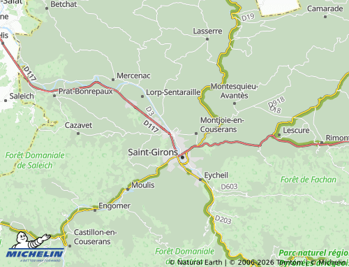 MICHELIN Saint-Lizier map - ViaMichelin