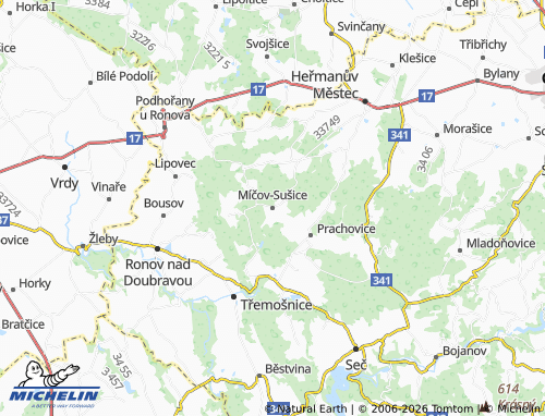 Kaart MICHELIN Míčov-Sušice - ViaMichelin