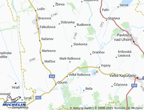Carte MICHELIN Zemplínske Kopčany - ViaMichelin