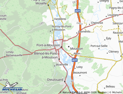 Carte MICHELIN Pont-à-Mousson - ViaMichelin