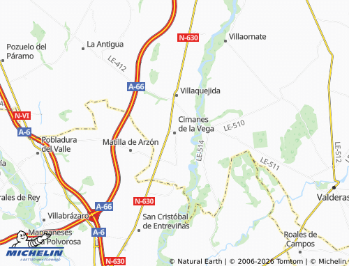 MICHELIN Cimanes de la Vega map - ViaMichelin