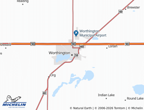 Mappa MICHELIN Worthington - ViaMichelin