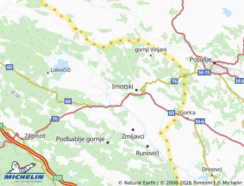 MICHELIN Glavina donja map - ViaMichelin