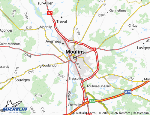 MICHELIN Moulins map - ViaMichelin