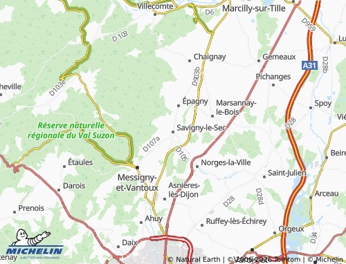 MICHELIN Savigny-le-Sec map - ViaMichelin