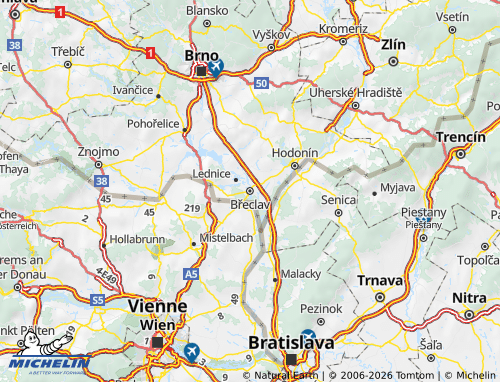 Kaart MICHELIN Břeclav - ViaMichelin