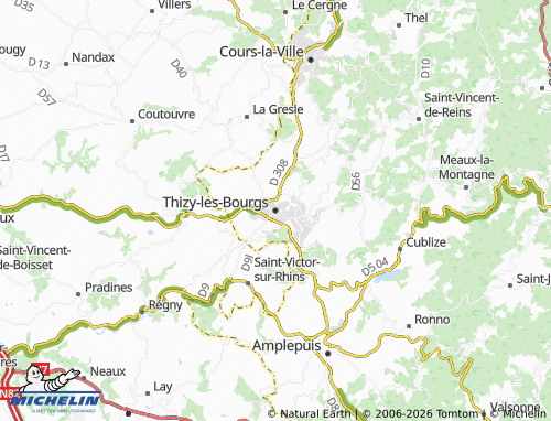 Carte MICHELIN Thizy-les-Bourgs - ViaMichelin