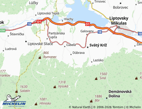Mappa MICHELIN Dúbrava - ViaMichelin