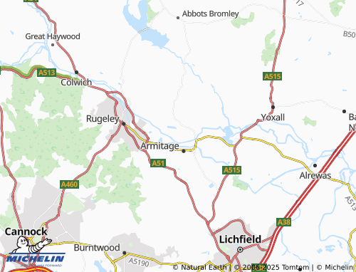 MICHELIN Mavesyn Ridware map - ViaMichelin