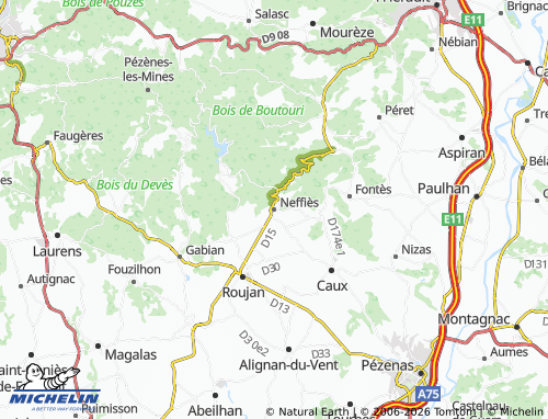 Mapa MICHELIN Neffiès - ViaMichelin