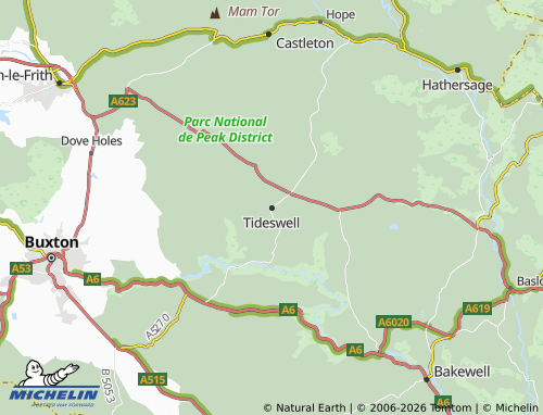 Carte MICHELIN Tideswell - ViaMichelin