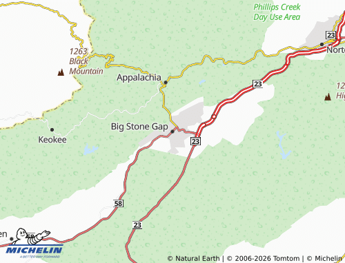 Mappa MICHELIN Big Stone Gap - ViaMichelin