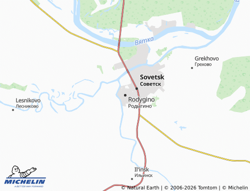 MICHELIN-Landkarte Rodygino - ViaMichelin