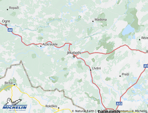 MICHELIN-Landkarte Jēkabpils novads - ViaMichelin