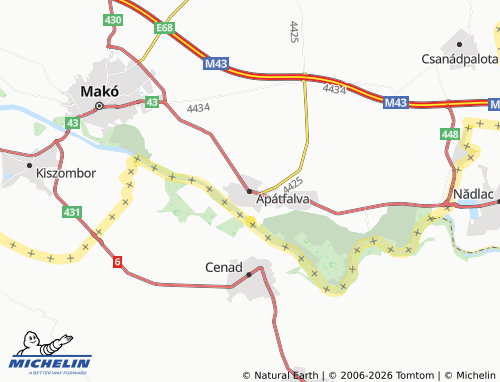 MICHELIN Apátfalva map - ViaMichelin