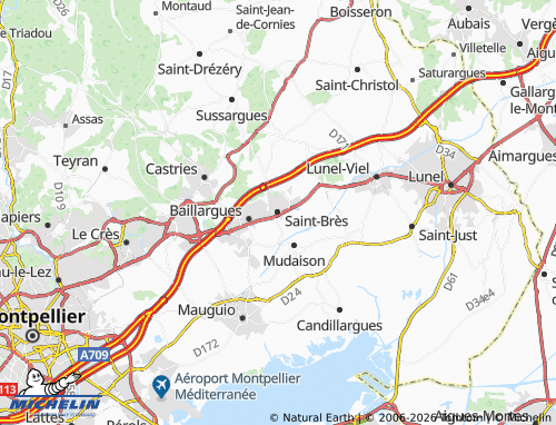 Mappa MICHELIN Saint-Brès - ViaMichelin