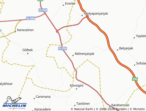 MICHELIN-Landkarte Akörençarşak - ViaMichelin
