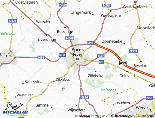 MICHELIN Ypres map - ViaMichelin