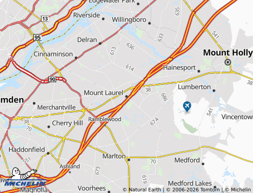 Kaart MICHELIN Mount Laurel - ViaMichelin