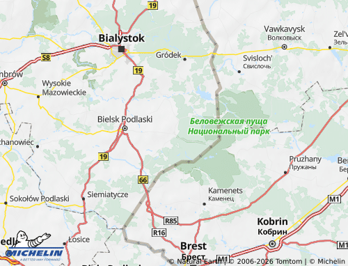 MICHELIN Hajnowski map - ViaMichelin