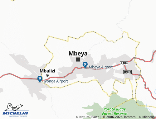 MICHELIN-Landkarte Mbeya - ViaMichelin