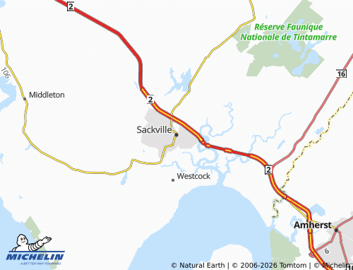 Carte MICHELIN Sackville - ViaMichelin