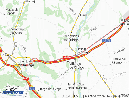 MICHELIN Villares de Órbigo map - ViaMichelin