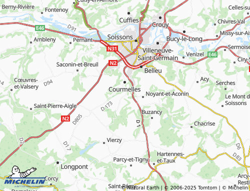 MICHELIN-Landkarte Berzy-le-Sec - ViaMichelin