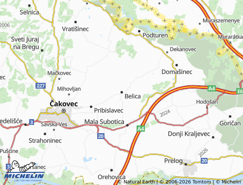 MICHELIN Belica map - ViaMichelin
