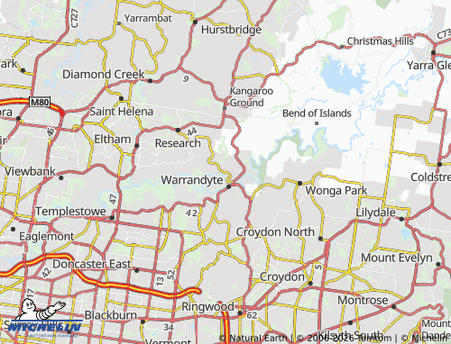 MICHELIN North Warrandyte map - ViaMichelin