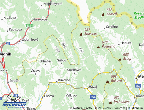 MICHELIN Pstriná map - ViaMichelin