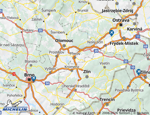 MICHELIN Přerov map - ViaMichelin