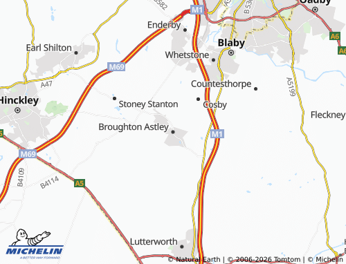 Carte MICHELIN Broughton Astley - ViaMichelin