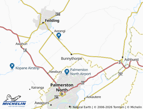Mapa MICHELIN Bunnythorpe - ViaMichelin