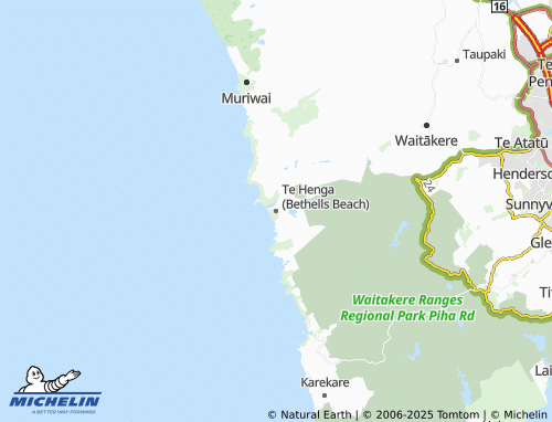 MICHELIN Te Henga (Bethells Beach) map - ViaMichelin
