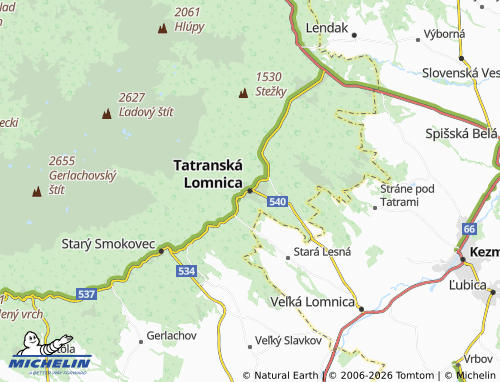 MICHELIN Tatranská Lomnica map - ViaMichelin