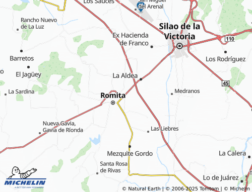 MICHELIN Brisas de Romita 1 map - ViaMichelin
