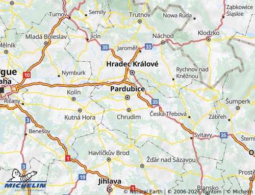 Carte MICHELIN Pardubice - ViaMichelin