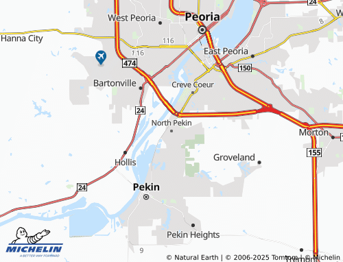 MICHELIN North Pekin map - ViaMichelin