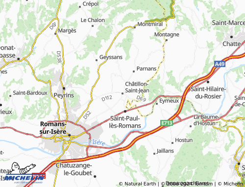 Chatillon Map Carte MICHELIN Châtillon-Saint-Jean - ViaMichelin