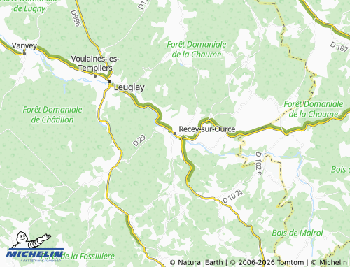 Carte MICHELIN Recey-sur-Ource - ViaMichelin