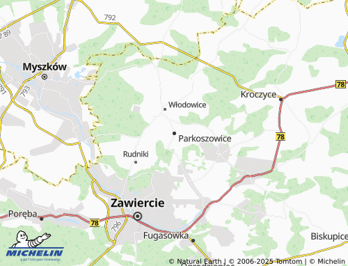 MICHELIN Parkoszowice map - ViaMichelin