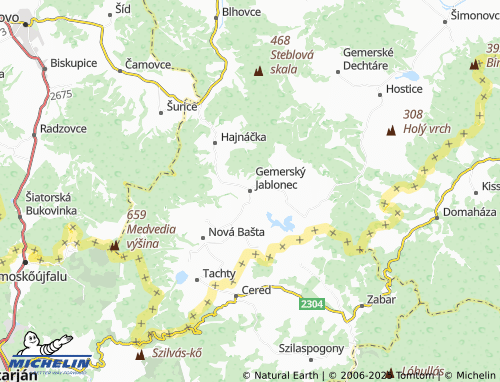 MICHELIN Gemerský Jablonec map - ViaMichelin
