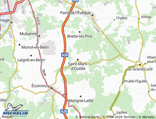 Carte MICHELIN Saint-Mars-d'Outillé - ViaMichelin