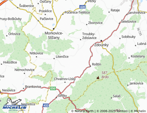 MICHELIN Honětice map - ViaMichelin