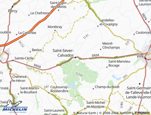MICHELIN Saint-Sever-Calvados map - ViaMichelin